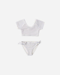Periwinkle Stripe Cropped Rashguard Set