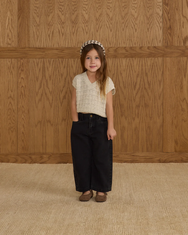 Black Stitched Straight Leg Pant