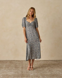 Women's French Blue Floral Violet Dress