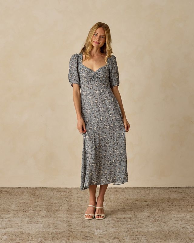 Women's French Blue Floral Violet Dress