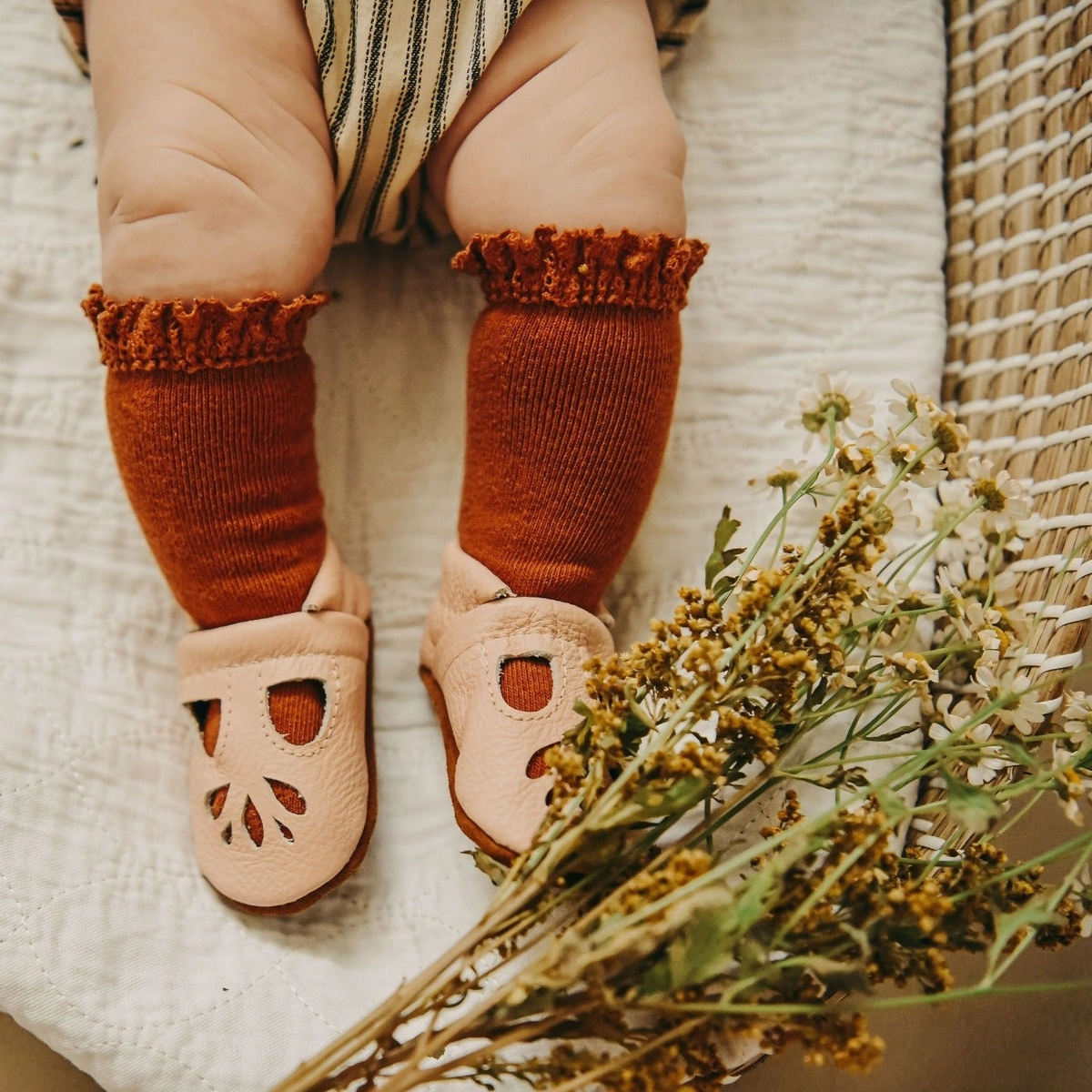 Sugar Almond Lace Top Knee Highs