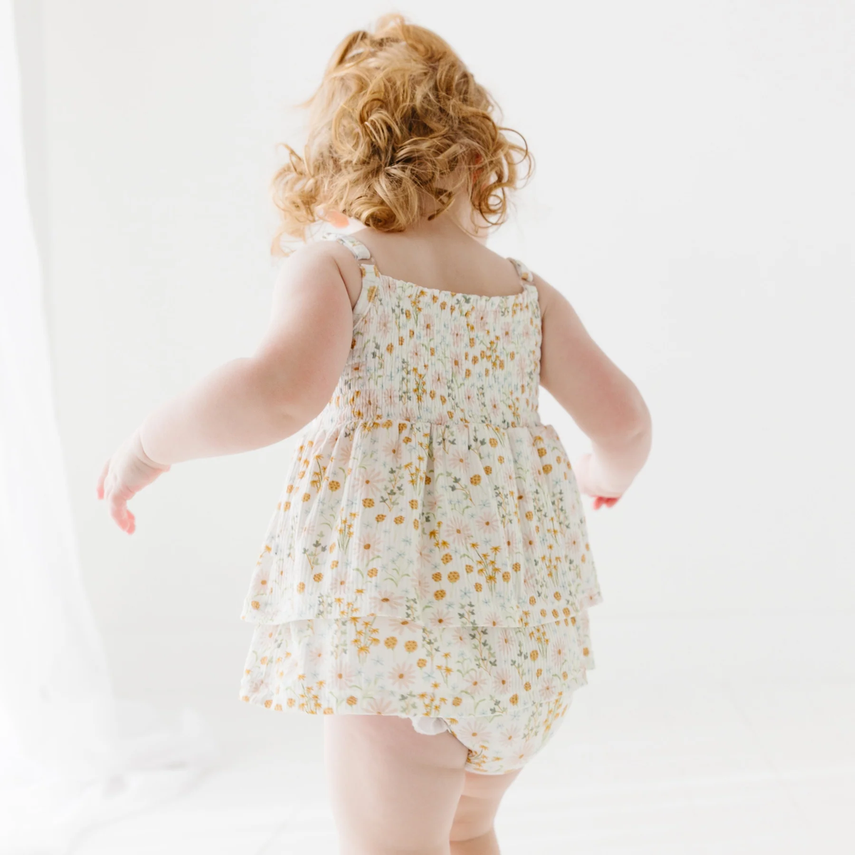 Whimsical Floral Bamboo Ruffle Romper