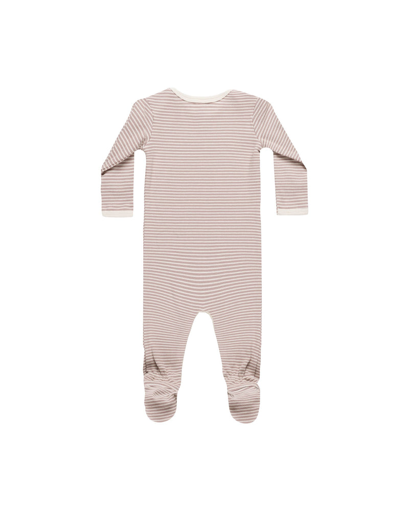 Mauve Stripe Ribbed Footie