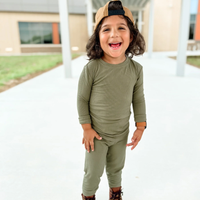 Olive Small Ribbed Pajama Set
