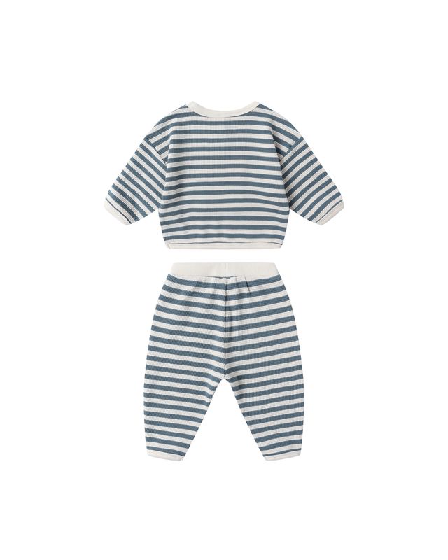 Ocean Stripe Waffle Slouch Set