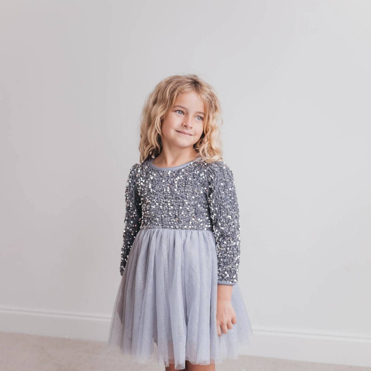 Silver Sequin Tulle Dress
