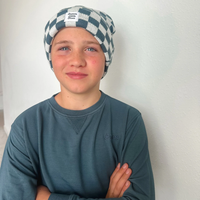 Dark Steel Blue Checkered Beanie