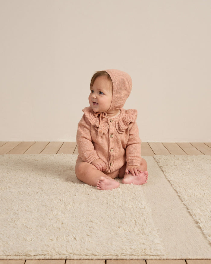 Heathered Rose Ruffle Collar Cardigan