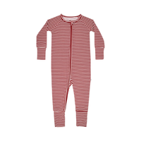 Red Stripe Zip Romper