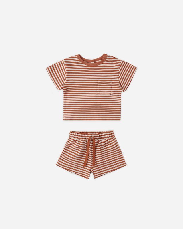 Poppy Stripe Pocket Tee + Short Set