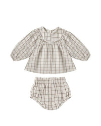 Blue Plaid Mia Top + Bloomer Set