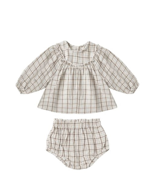 Blue Plaid Mia Top + Bloomer Set