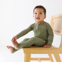 Olive Small Ribbed Zip Romper