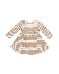 Golden Stripe Ribbed Long Sleeve Dress