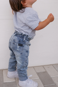 Light Wash Paperbag Waist Denim