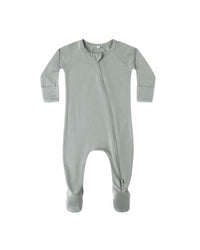 Steel Blue Bamboo Zip Footie