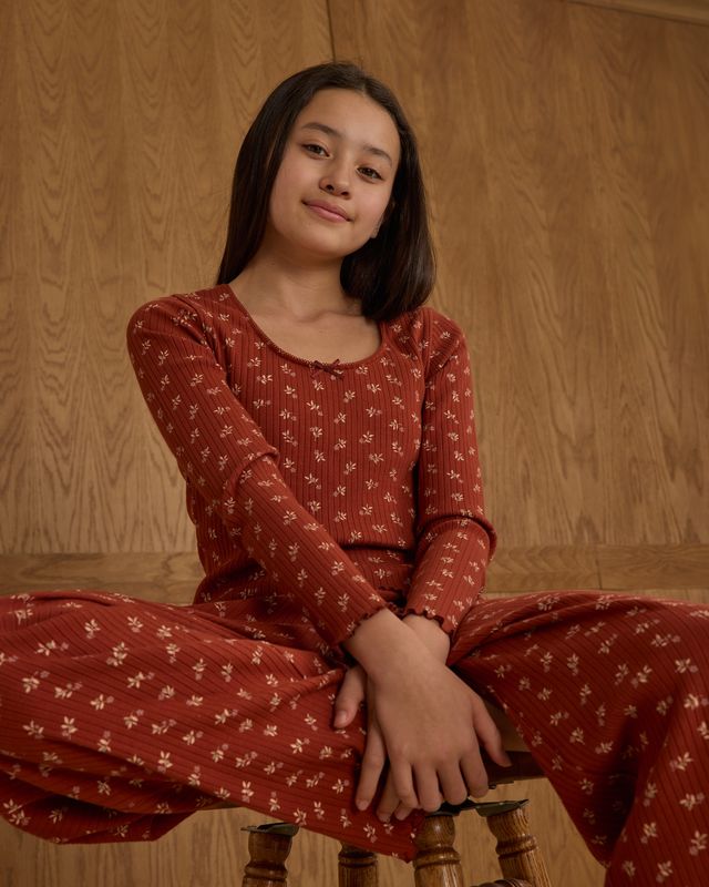 Tween Ruby Ditsy Ribbed Lounge Set
