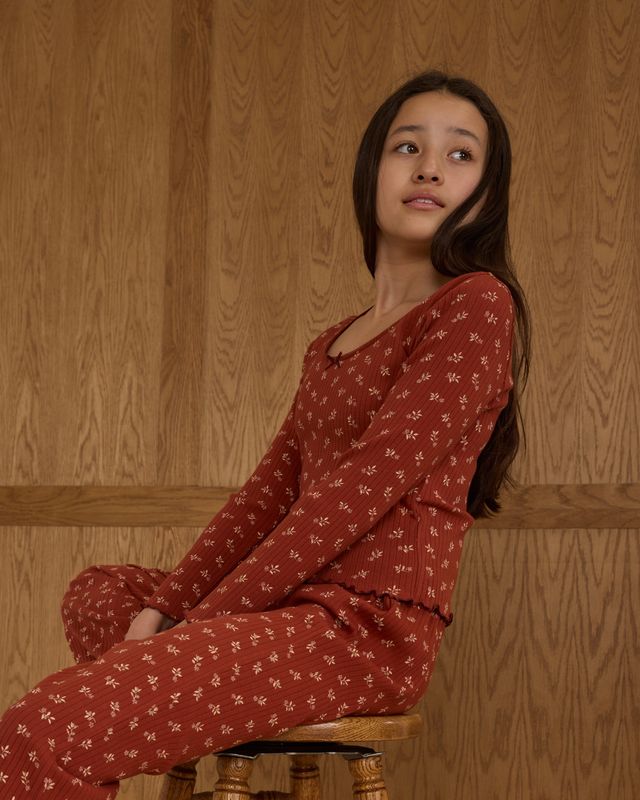 Tween Ruby Ditsy Ribbed Lounge Set