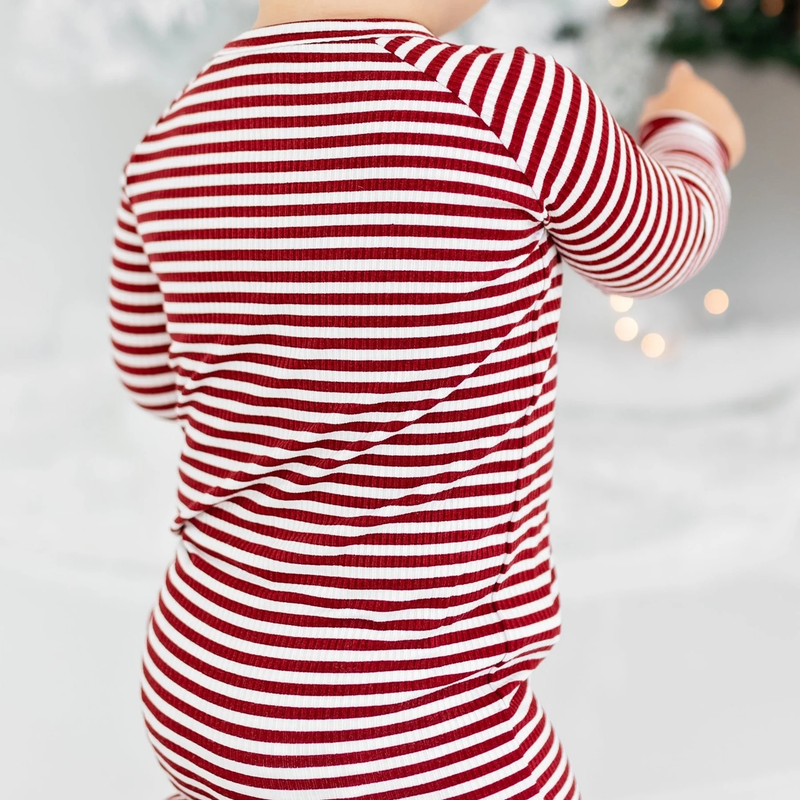 Red Stripe Zip Romper