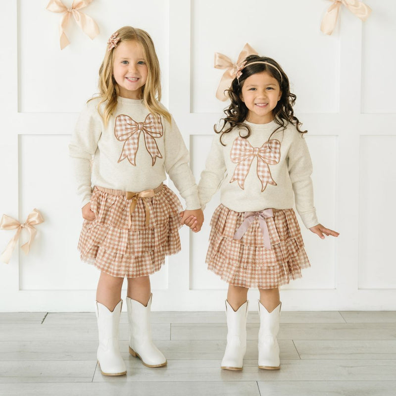 Gingham Bow Patch Sweatshirt