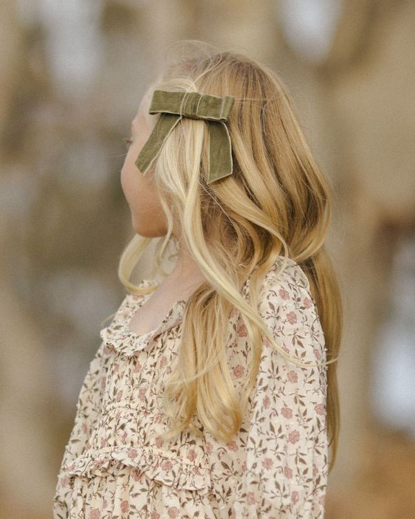 Olive Velvet Bow