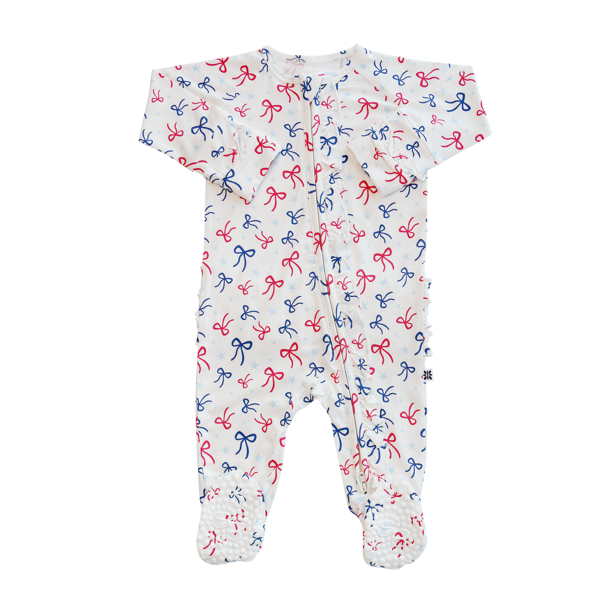 Red, White & Bow Bamboo Ruffle Sleeper