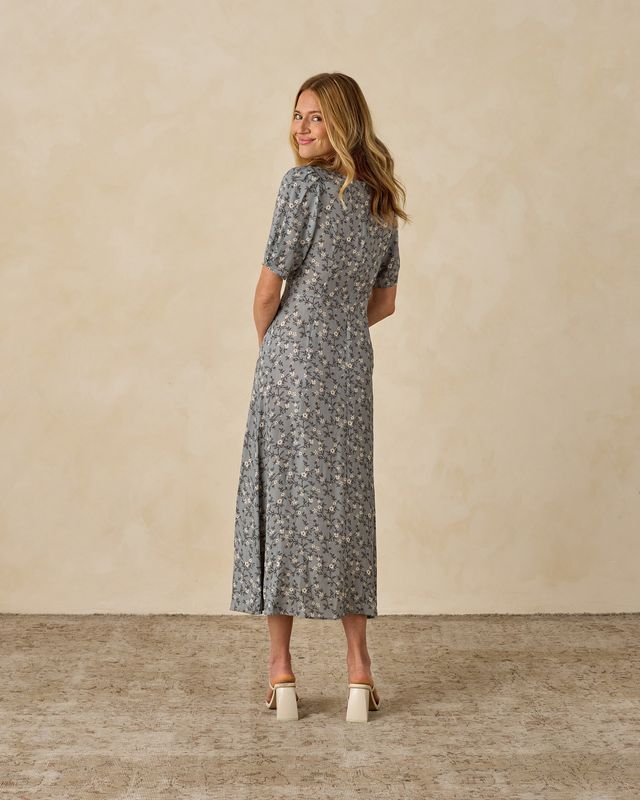 Women's French Blue Floral Violet Dress