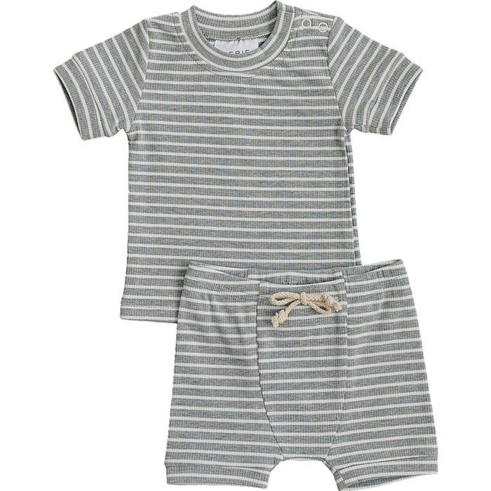 Grey Stripe Cozy Short Set