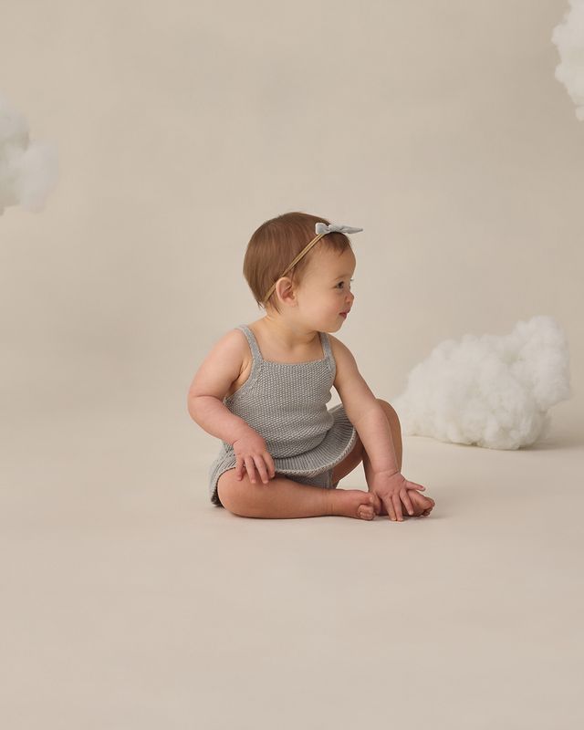 Sky Knit Ruffle Romper