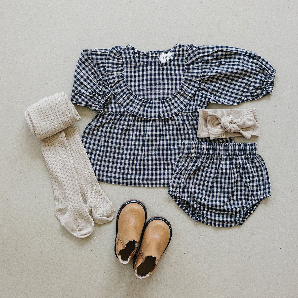 Gingham Ruffle Linen Dress