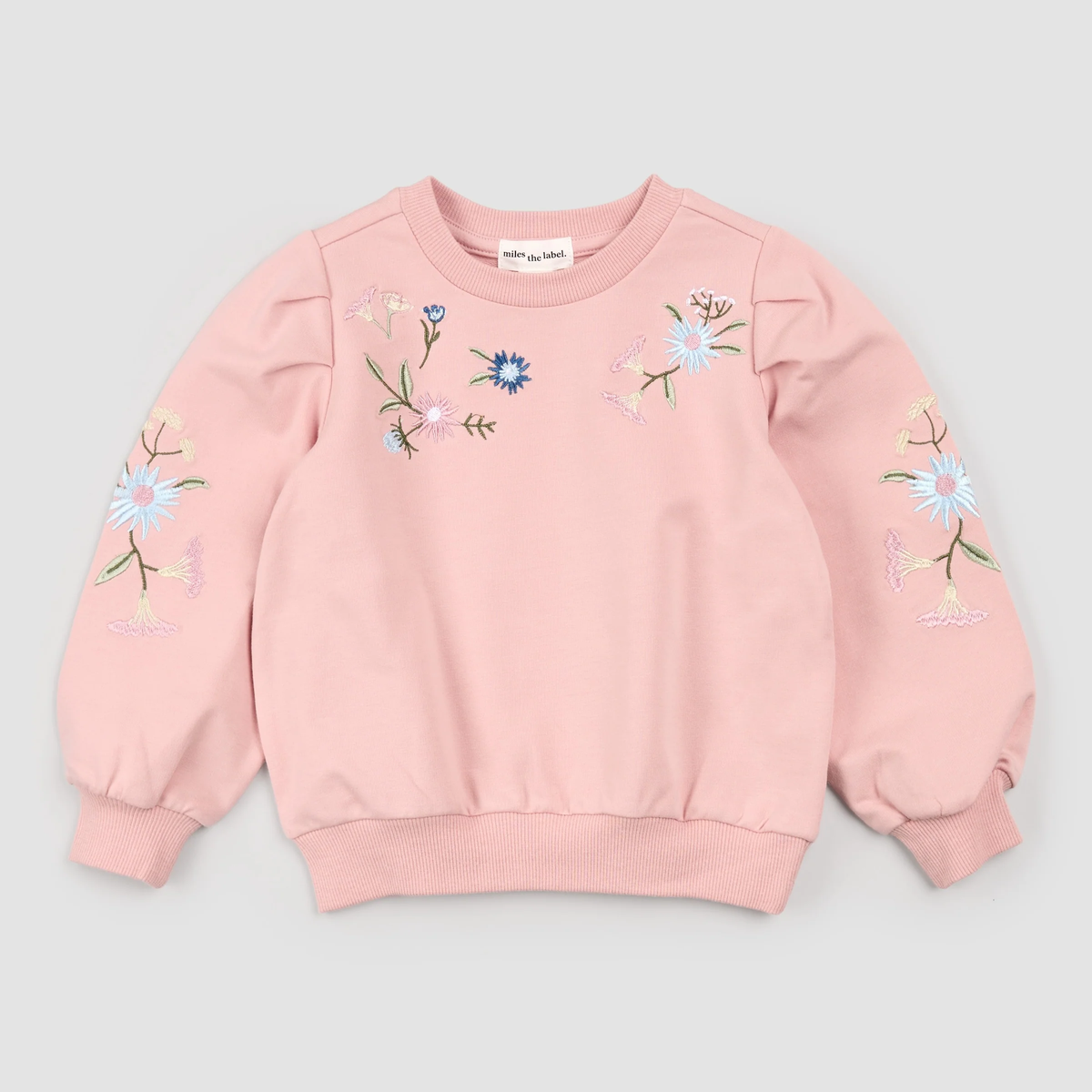 Pink Floral Embroidered Pullover + Legging Set