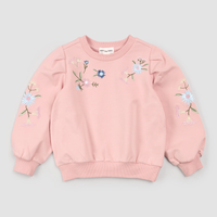 Pink Floral Embroidered Pullover + Legging Set