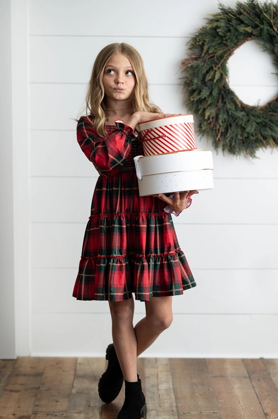 Holiday Plaid Smocked Dress