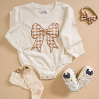 Gingham Bow Patch Romper