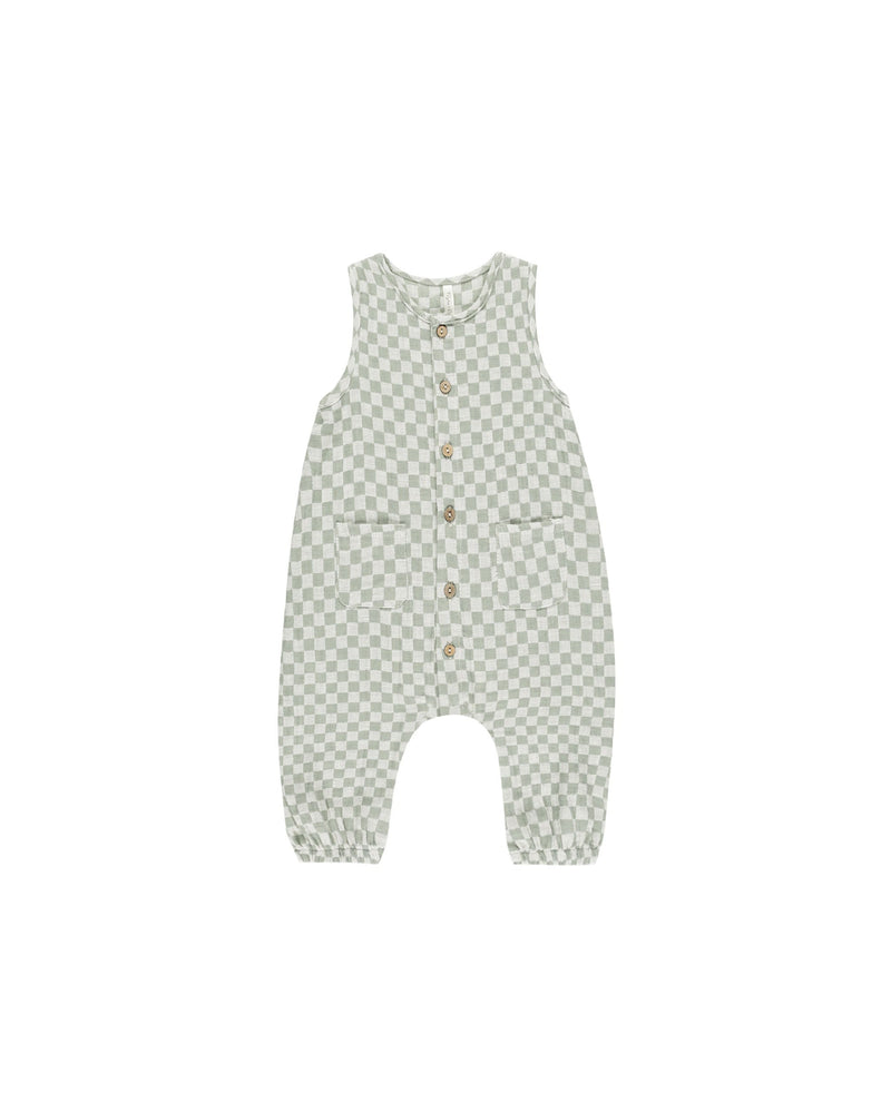 Sage Check Woven Jumpsuit