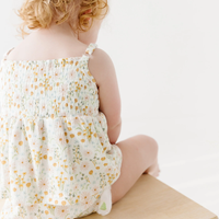 Whimsical Floral Bamboo Ruffle Romper