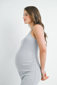 Grey Crop Cardigan + Tank Dress Set