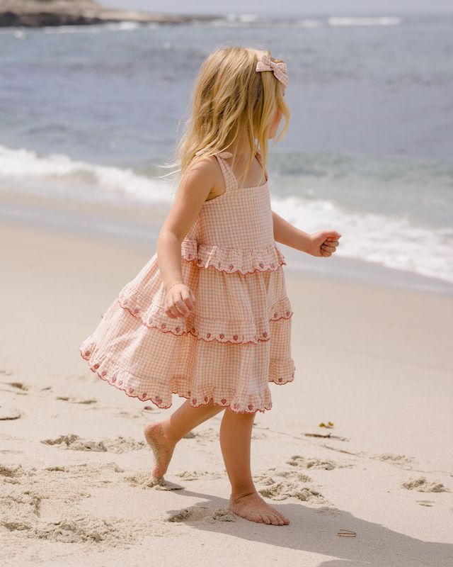 Petal Gingham Ruffled Swing Dress