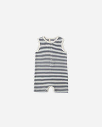 Ocean Stripe Ribbed Henley Romper