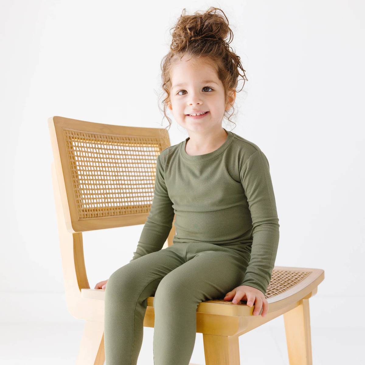 Olive Small Ribbed Pajama Set