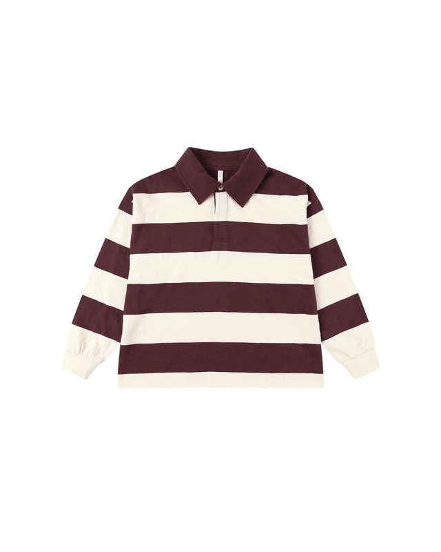 Burgundy Stripe Rugby Polo