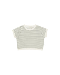 Sage Stripe Knit Crop Tee