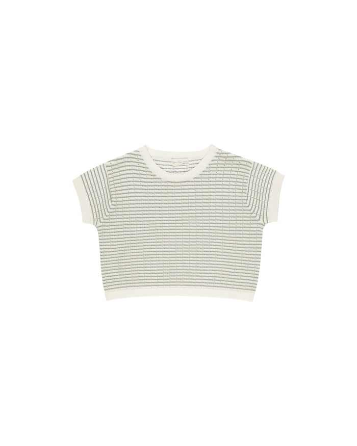 Sage Stripe Knit Crop Tee