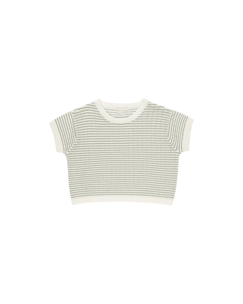 Sage Stripe Knit Crop Tee