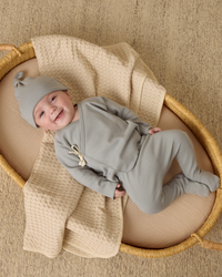 Steel Blue Wrap Top + Footed Pant Set