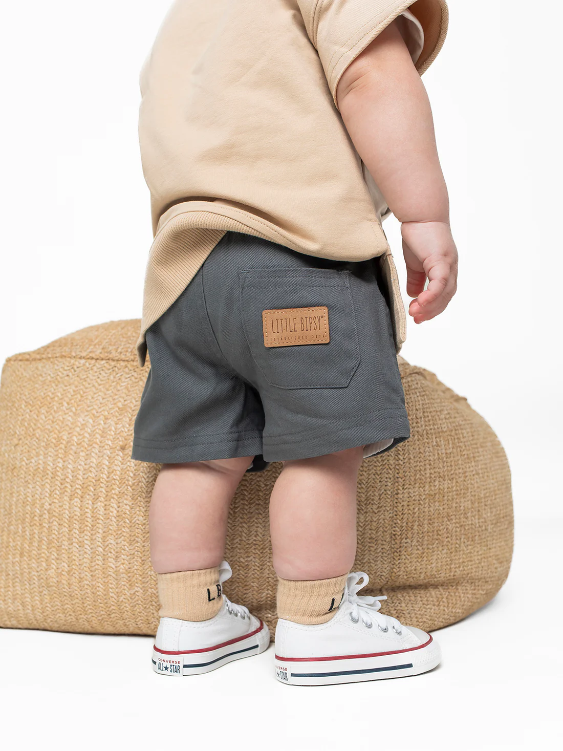 Charcoal Cotton Twill Shorts