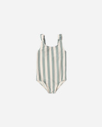 Green Stripe Scrunch One-Piece
