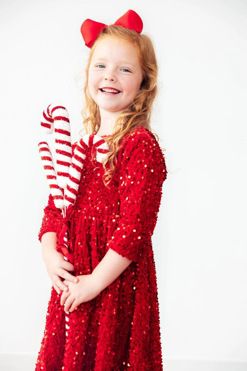 Red Velvet Sequin Dress