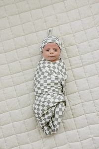 Green Checkered Bamboo Swaddle