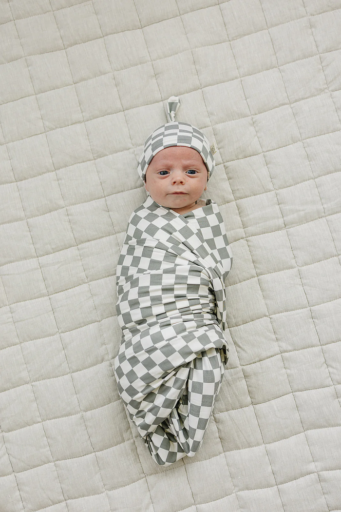 Green Checkered Bamboo Swaddle